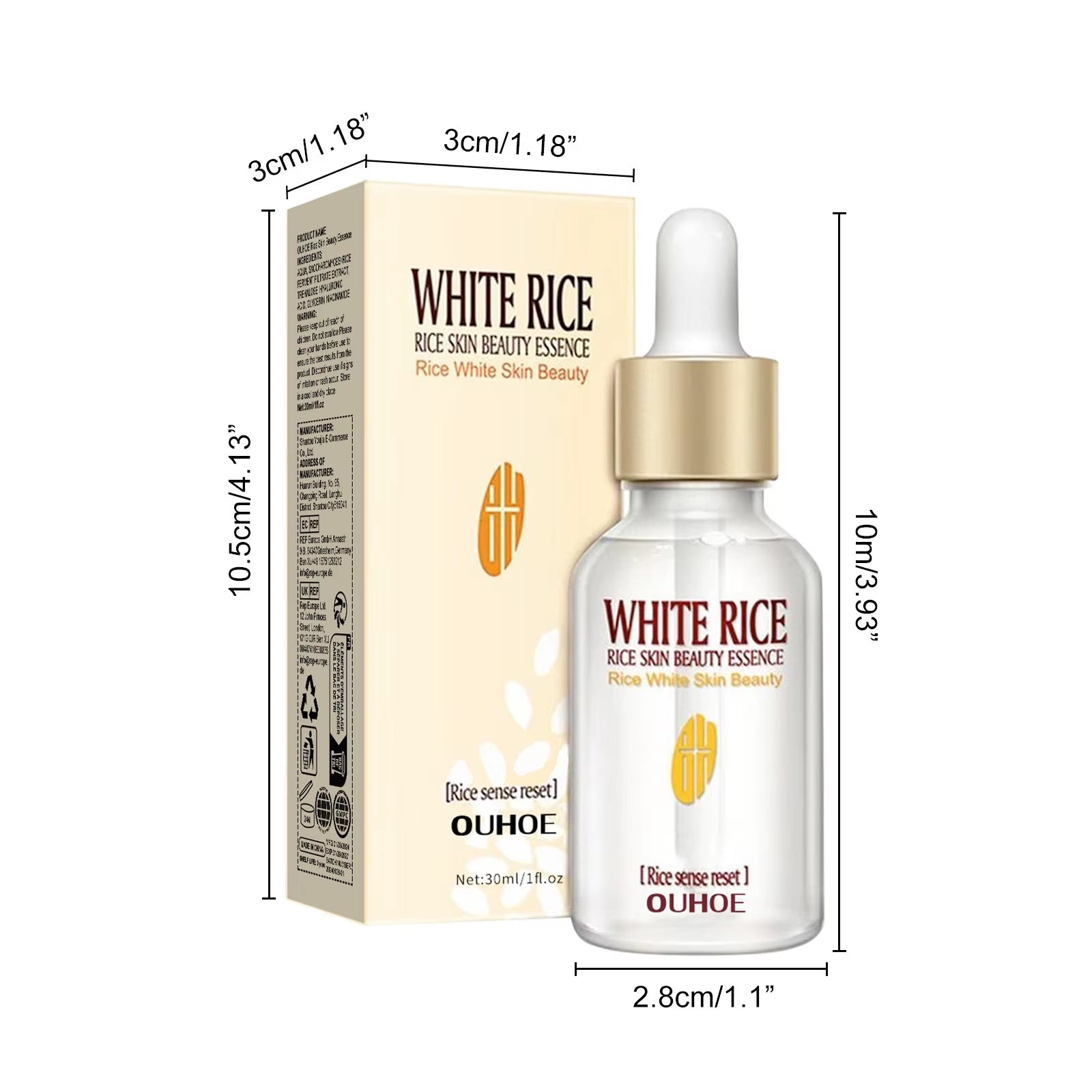 White Rice Face Serum Daily Moisturizing Soothing Redness Relief Discomfort Enhance Skin Elasticity Glowing Face Serum