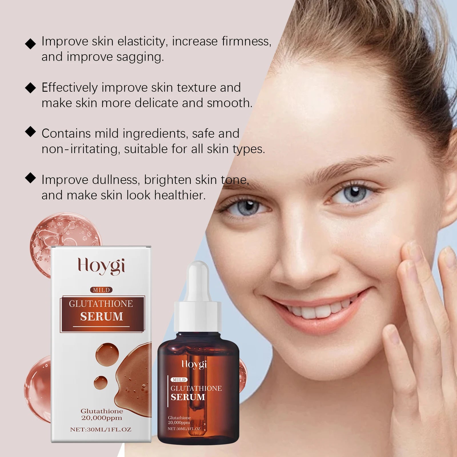 30Ml Glutathione Facial Serum Brightening Skin Rejuvenation Moisturize Nourish Improve Skin Elasticity Firming Face Serum